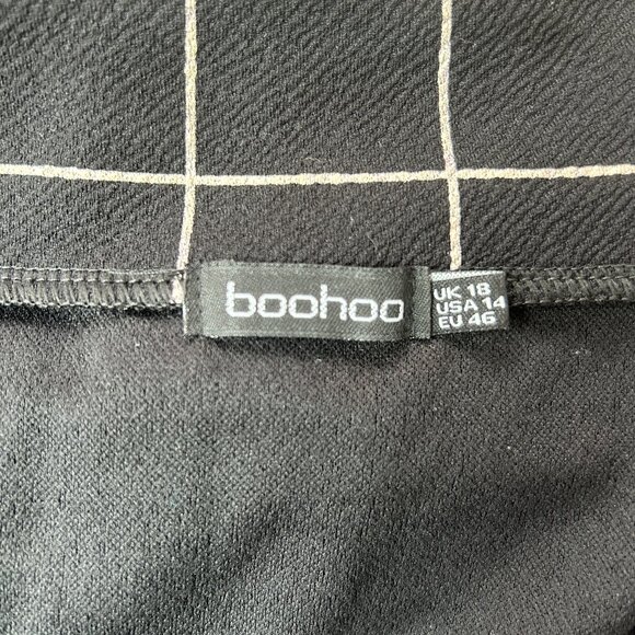 Boohoo Chic Windowpane Belted Blazer Black/White – Women's Large - Picture 8 of 10